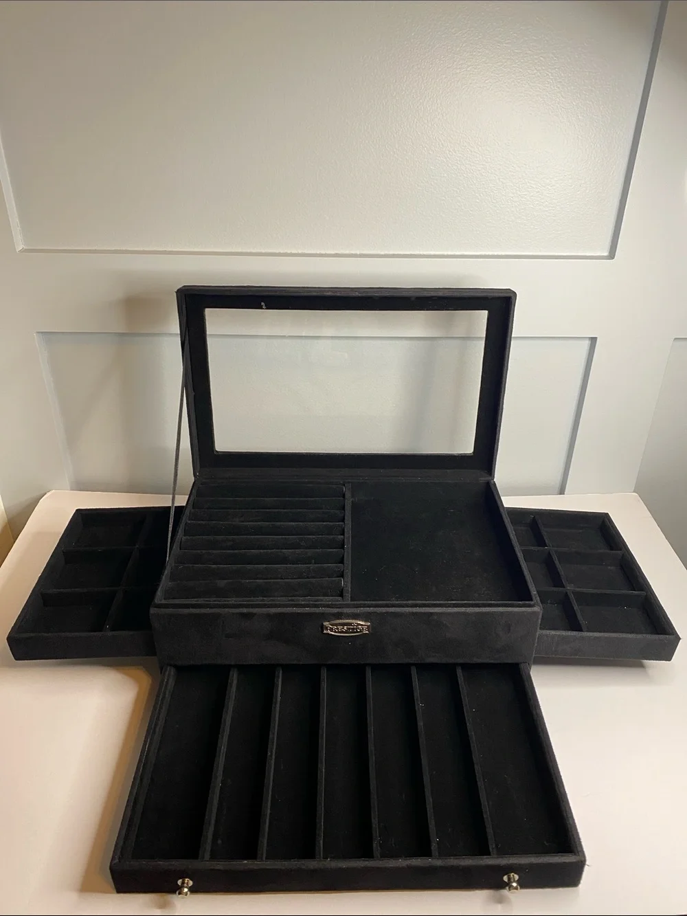 Prestige Black Jewelry Display Box with Clear Top